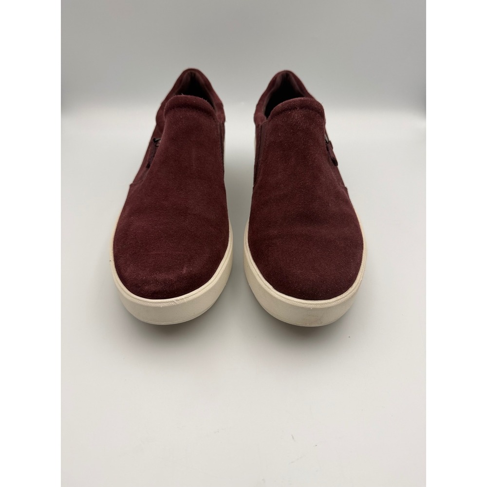 Clarks Burgundy Suede Slip On Platform Sneakers Zipper Wine Womens 8.5